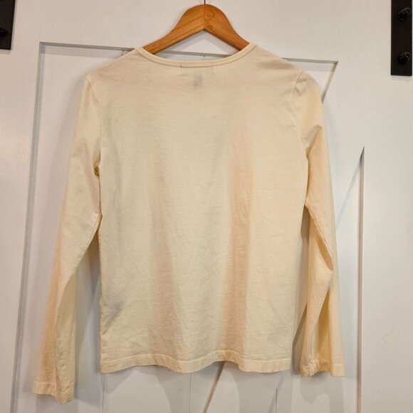 Lauren Active Ralph Lauren Long Sleeve Top Size LP Logo Gold Embroidered Ivory - Picture 5 of 9